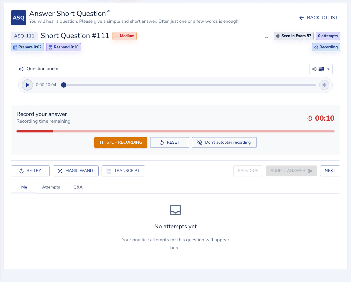 Answer Short Question practice inside the EdKnot question player
